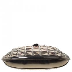 Pre Owned Burberry Metallic Dark Grey Nova Check Brooke Warrior Hobo