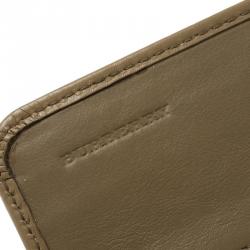 Pre Owned Burberry Beige Woven Suede Mixed Media Continental Wallet
