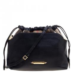 Burberry Black Leather and House Check Fabric Little Crush Crossbody Bag  Burberry | TLC