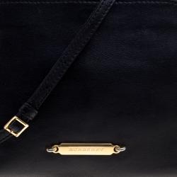 مملوكة مسبقًا Burberry Black Leather and House Check Fabric Little Crush Crossbody Bag