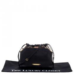مملوكة مسبقًا Burberry Black Leather and House Check Fabric Little Crush Crossbody Bag