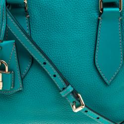 Pre Owned Burberry Turquoise Leather Padlock Tote