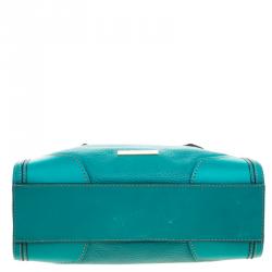Pre Owned Burberry Turquoise Leather Padlock Tote