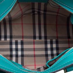 Pre Owned Burberry Turquoise Leather Padlock Tote