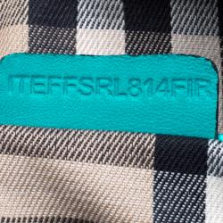 Pre Owned Burberry Turquoise Leather Padlock Tote