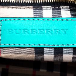 Pre Owned Burberry Turquoise Leather Padlock Tote