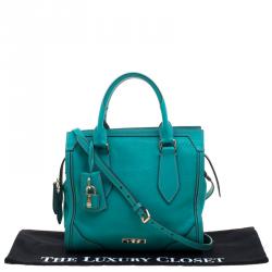 Pre Owned Burberry Turquoise Leather Padlock Tote