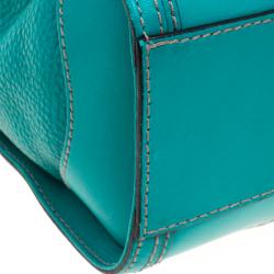 Pre Owned Burberry Turquoise Leather Padlock Tote
