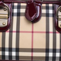Pre Owned حقيبة بربري PVC كاروهات هاوس عنابية