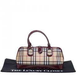 Pre Owned حقيبة بربري PVC كاروهات هاوس عنابية