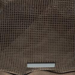 Pre Owned Burberry Grey Perforated Suede Oversize Hobo