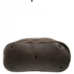 Pre Owned Burberry Grey Perforated Suede Oversize Hobo