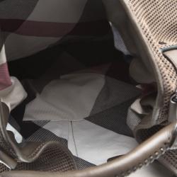 Pre Owned Burberry Grey Perforated Suede Oversize Hobo