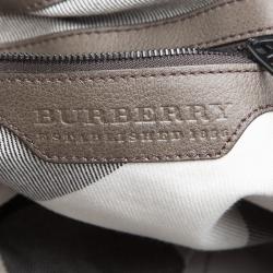Pre Owned Burberry Grey Perforated Suede Oversize Hobo