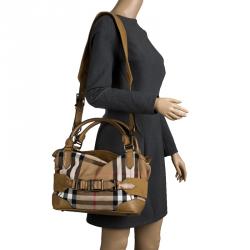مملوكة مسبقًا Burberry Brown House Check Fabric Aurelia Shoulder Bag