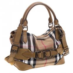 مملوكة مسبقًا Burberry Brown House Check Fabric Aurelia Shoulder Bag