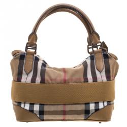 مملوكة مسبقًا Burberry Brown House Check Fabric Aurelia Shoulder Bag