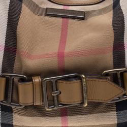 مملوكة مسبقًا Burberry Brown House Check Fabric Aurelia Shoulder Bag