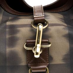 Pre Owned Burberry Brown Tie Dyed Smoked Check PVC Hobo
