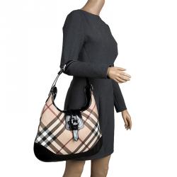 Pre Owned Burberry Black Nova Check PVC Brooke Hobo