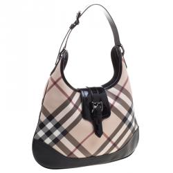 Pre Owned Burberry Black Nova Check PVC Brooke Hobo