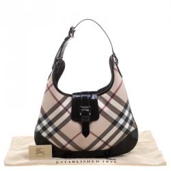 Pre Owned Burberry Black Nova Check PVC Brooke Hobo