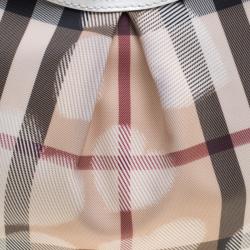 Pre Owned Burberry White Nova Check PVC Limited Edition Heart Hobo