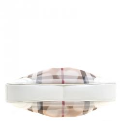 Pre Owned Burberry White Nova Check PVC Limited Edition Heart Hobo