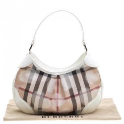 Pre Owned Burberry White Nova Check PVC Limited Edition Heart Hobo