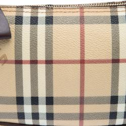 Pre Owned حقيبة يد صغيرة بربري PVC كاروهات هايماركت بنية