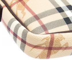 Pre Owned حقيبة يد صغيرة بربري PVC كاروهات هايماركت بنية