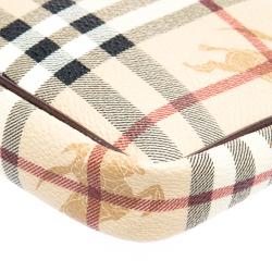 Pre Owned حقيبة يد صغيرة بربري PVC كاروهات هايماركت بنية