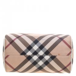 Pre Owned Burberry White Nova Check PVC Chester Boston Bag