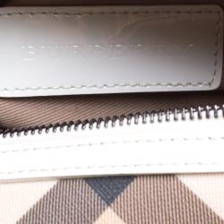 Pre Owned Burberry White Nova Check PVC Chester Boston Bag