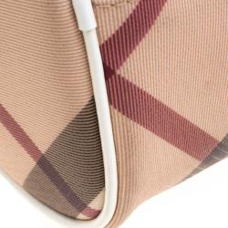 Pre Owned Burberry White Nova Check PVC Chester Boston Bag