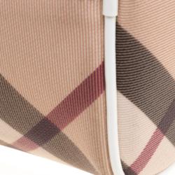 Pre Owned Burberry White Nova Check PVC Chester Boston Bag