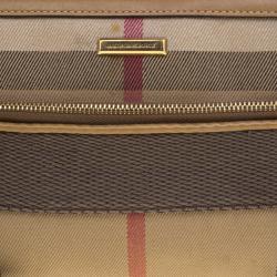 Pre Owned Burberry Light Brown House Check Fabric Wristlet Clutch