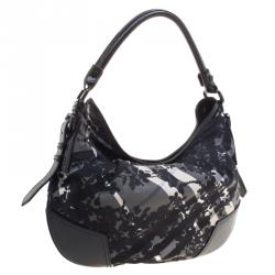 Pre Owned Burberry Black Beat Check Nylon Hobo