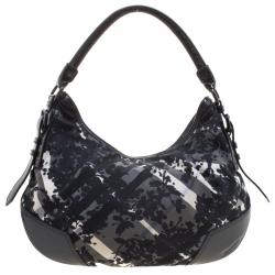Pre Owned Burberry Black Beat Check Nylon Hobo
