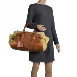 Pre Owned حقيبة بربري بولينغ جلد نوبوك بنية/ خضراء مصفرة