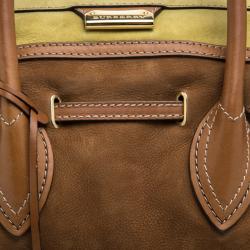 Pre Owned حقيبة بربري بولينغ جلد نوبوك بنية/ خضراء مصفرة