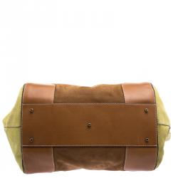 Pre Owned حقيبة بربري بولينغ جلد نوبوك بنية/ خضراء مصفرة