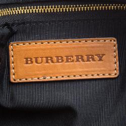 Pre Owned حقيبة بربري بولينغ جلد نوبوك بنية/ خضراء مصفرة