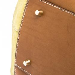 Pre Owned حقيبة بربري بولينغ جلد نوبوك بنية/ خضراء مصفر ة