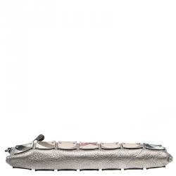 مملوكة مسبقًا Burberry Metallic Silver Nova Check PVC and Leather Ashcombe Clutch