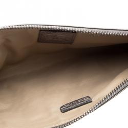 مملوكة مسبقًا Burberry Metallic Silver Nova Check PVC and Leather Ashcombe Clutch