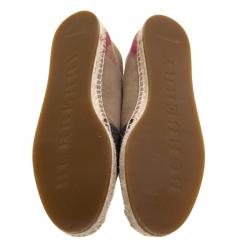 Pre Owned حذاء إسبادريل بربري فلات هودجيسون كانفاس كاروهات بني مقاس 37.5