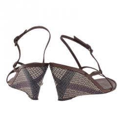 مملوكة مسبقًا Burberry Brown Leather Strappy Wedges Size 38.5