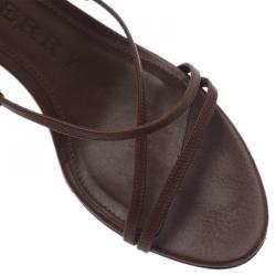 مملوكة مسبقًا Burberry Brown Leather Strappy Wedges Size 38.5