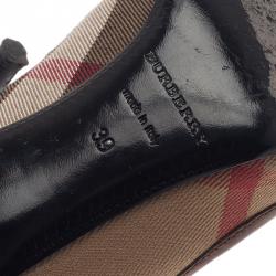مملوكة مسبقًا Burberry Brown Leather Novacheck Pointed Toe Buckle Pumps Size 39